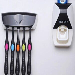 Automatic Touch Toothpaste Dispenser & Brush Holder Set